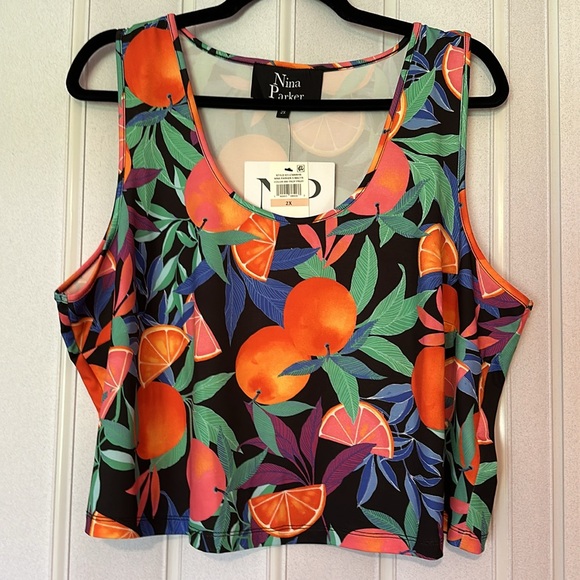 NWT NINA PARKER TROPICAL FRUIT SKIRT & CROP TOP SET 2X - Picture 5 of 10